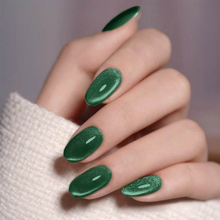 Artificial nail set with glamorous black glitter accents Stornfield