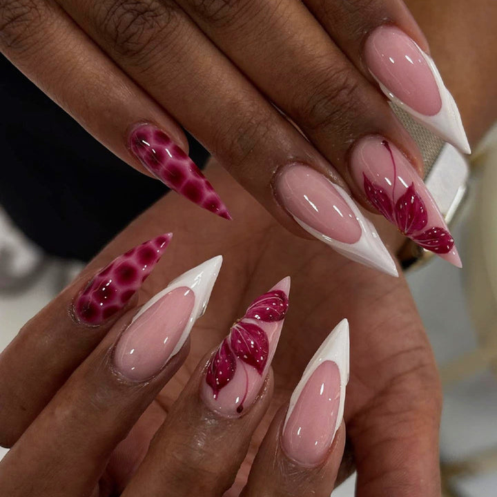 Artistic Press-On Nail Set with Decorative Designs Stornfield