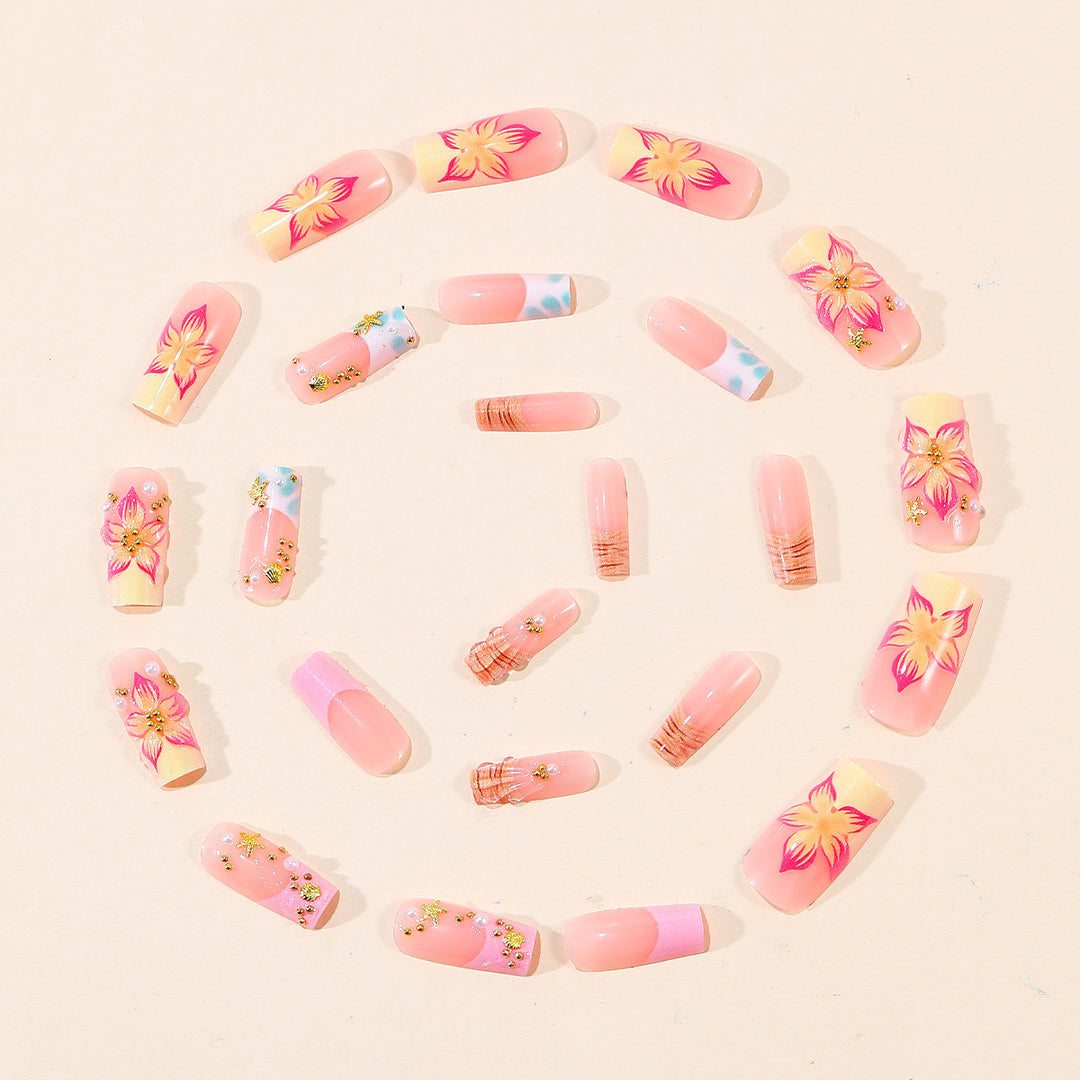 Luxury Floral Acrylic Nail Art Extensions Stornfield