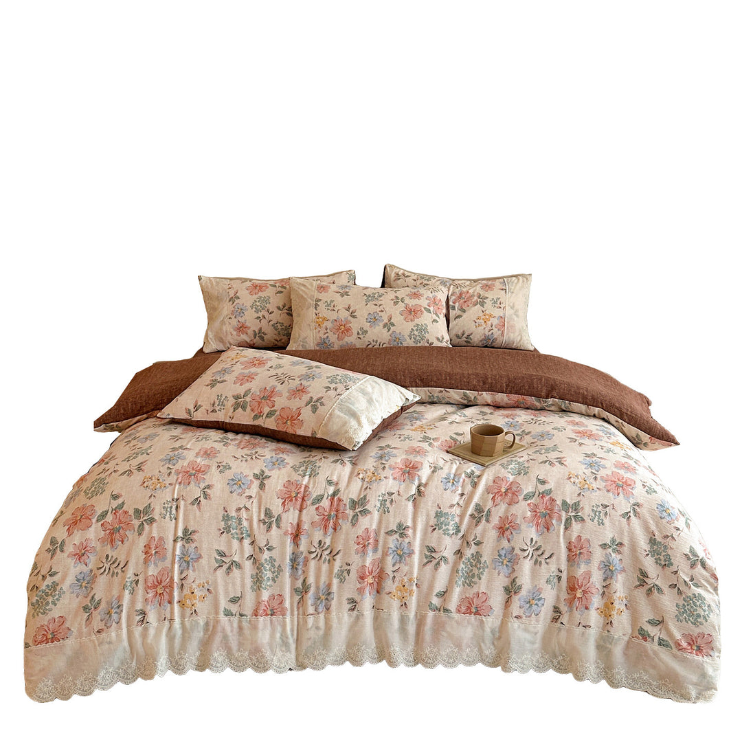 Vintage Floral Embellished Bedding Set