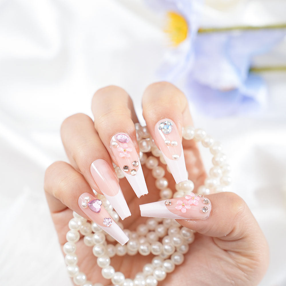 Decorative Glamorous Long Coffin Press-On Nails Stornfield