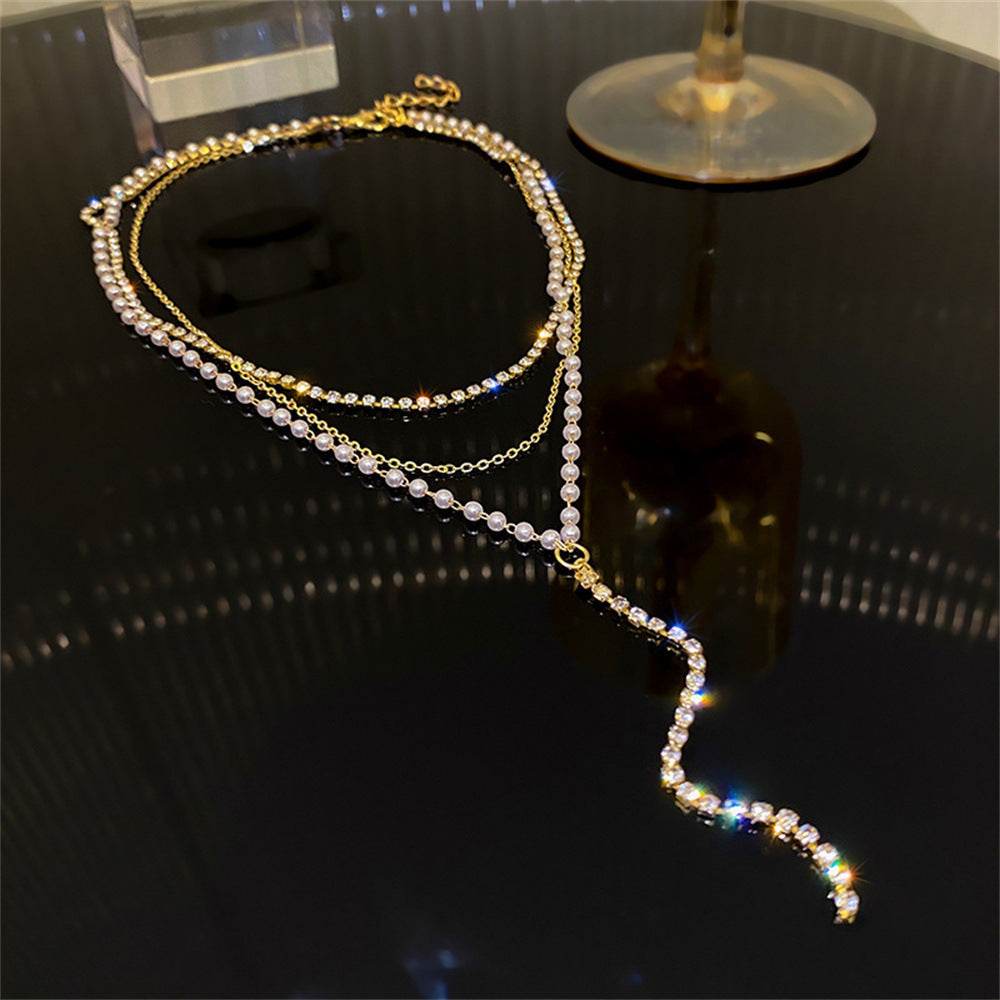Layered Crystal and Pearl Necklace Stornfield