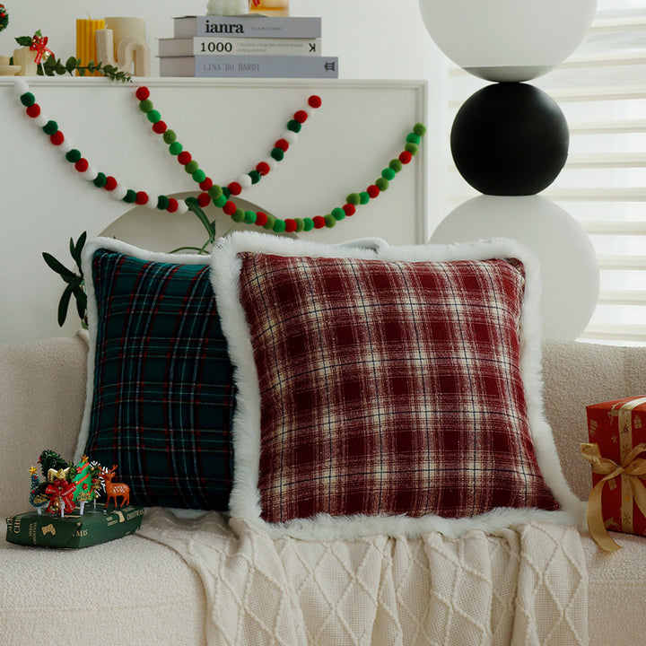 Cozy cushion with striped check pattern