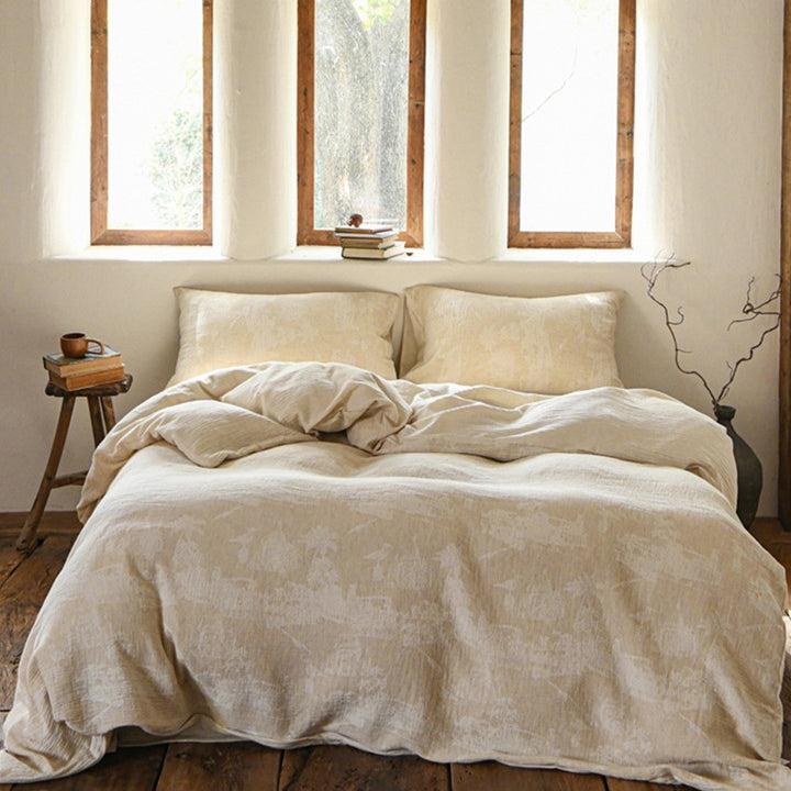 Bedding set made of linen-cotton mix with natural texture and light vintage look