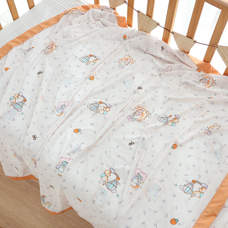 Unisex Nan cozy baby blanket made of cotton muslin with breathable filling and satin edge Stornfield