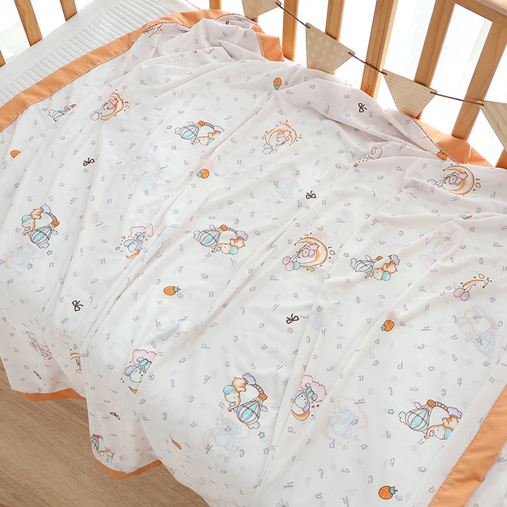 Unisex Nan cozy baby blanket made of cotton muslin with breathable filling and satin edge Stornfield