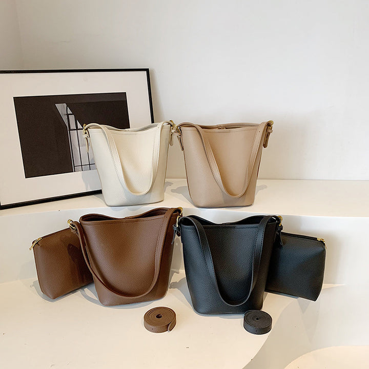 Minimalist Leather Crossbody Tote Bag