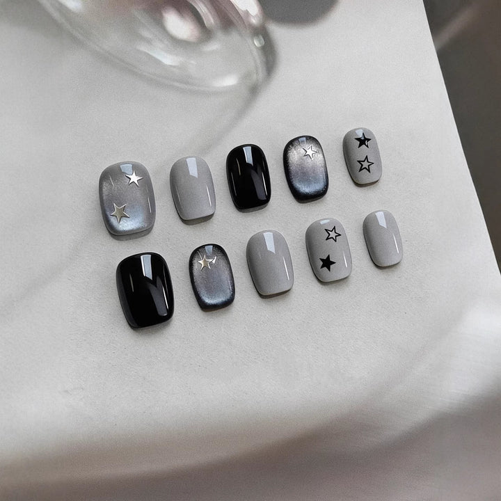 Decorative Press-On Nail Art Set with Star Motif