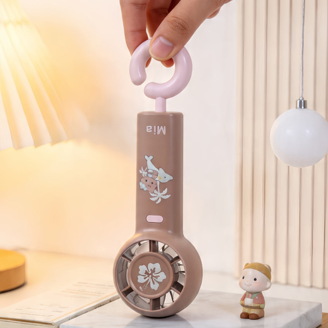 Women's Portable Handheld Fan with Ergonomic Design and Cute Stornfield  Motif