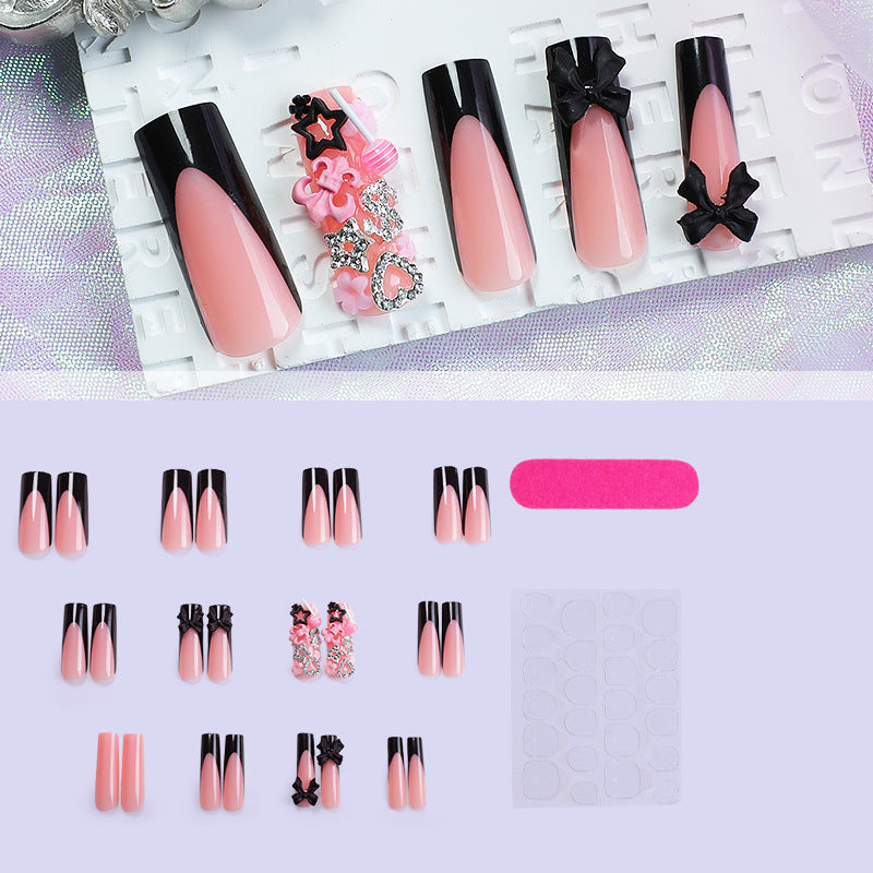 Decorative Press-On Nail Art Kit with Floral and Bow Accents Stornfield