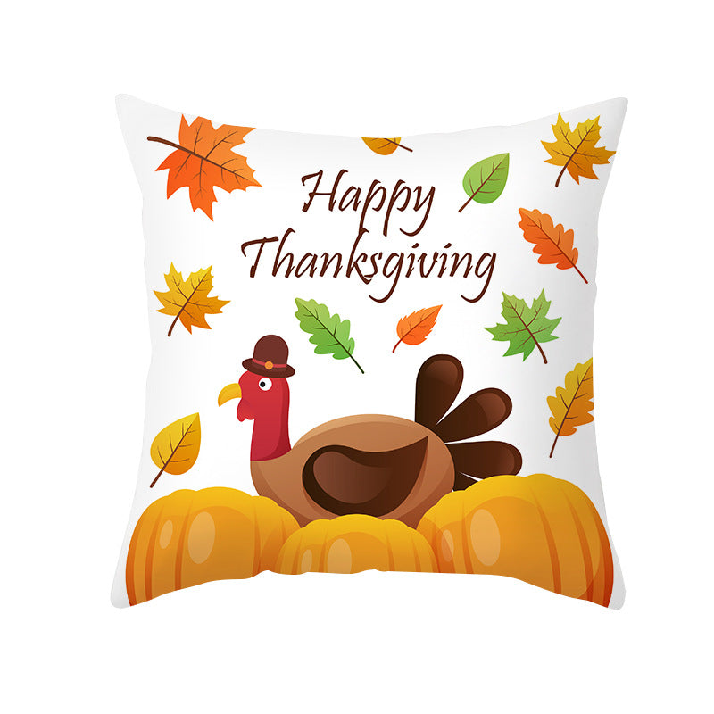 Square Removable Linen-Blend Thanksgiving Pumpkin Watercolor Throw Pillow Cover