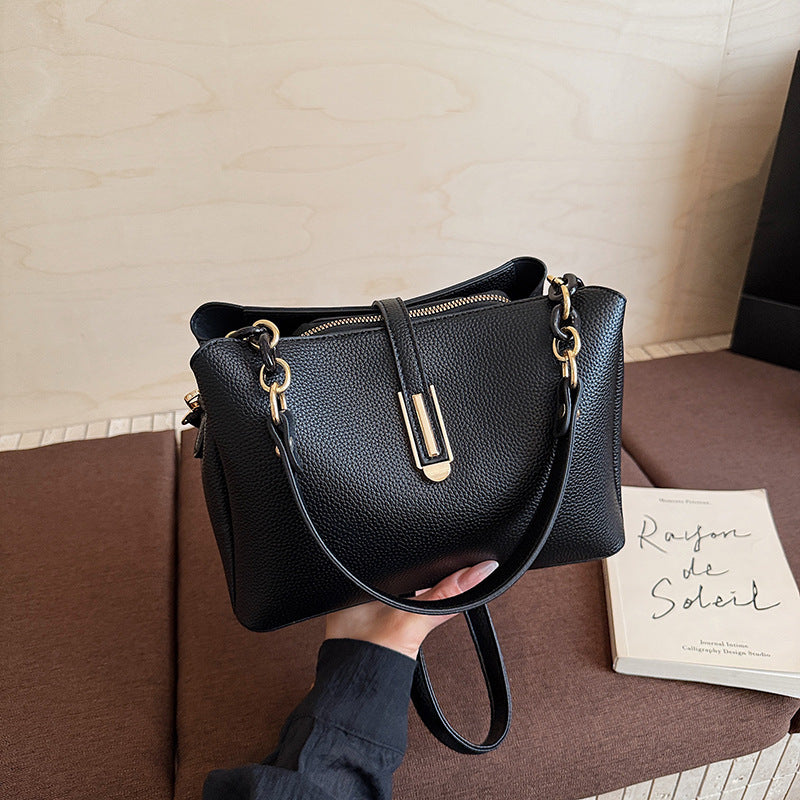 Elegant Leather Handheld Satchel
