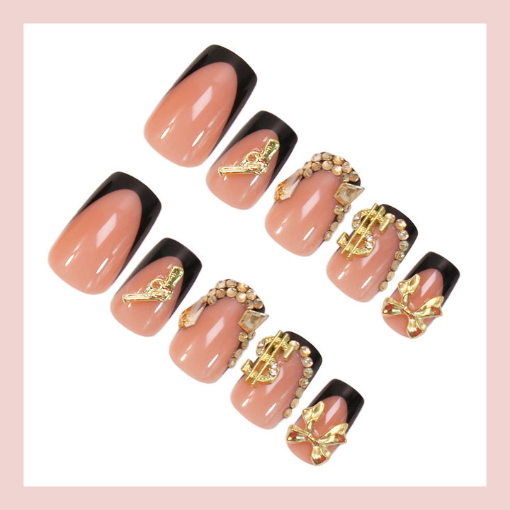 Artificial nail set with luxurious 3D decorations and elegant glitter details Stornfield