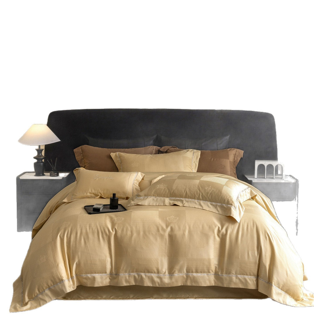 Silk-Effect Jacquard Sheet and Sham Ensemble with Satin Border