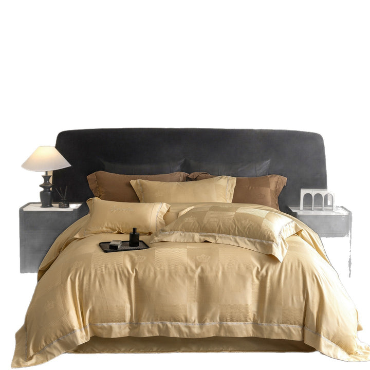 Silk-Effect Jacquard Sheet and Sham Ensemble with Satin Border