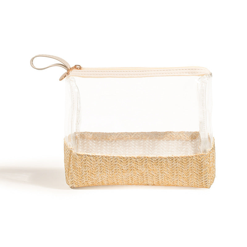 Cosmetic bag made of transparent material with woven bottom Stornfield