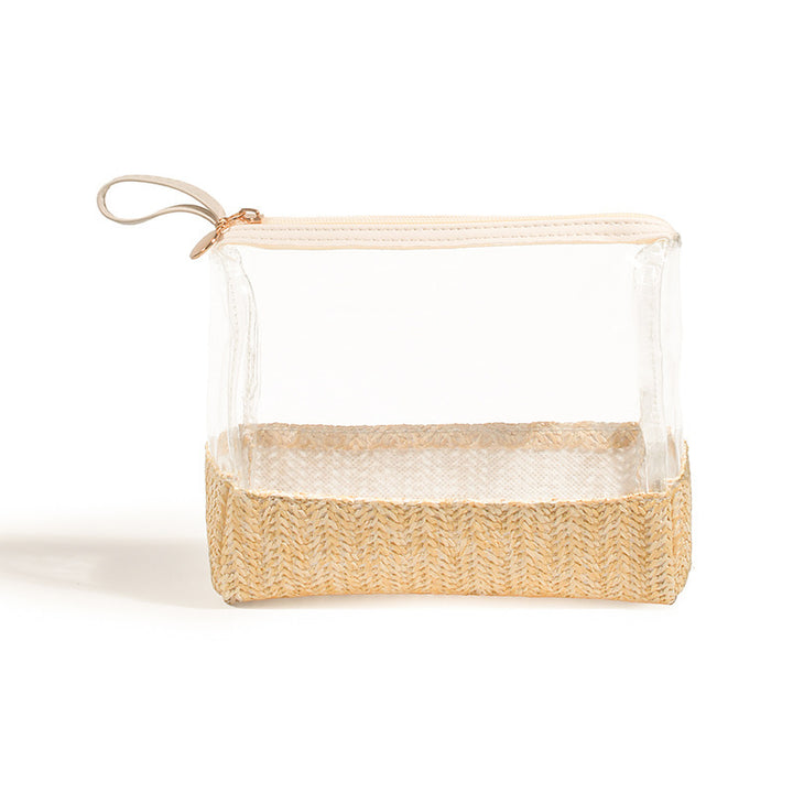 Cosmetic bag made of transparent material with woven bottom Stornfield