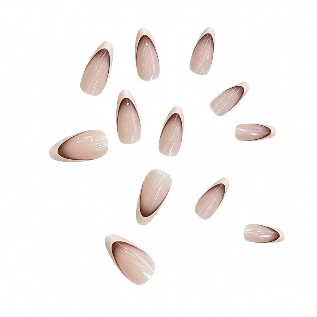 French Tip Almond-Shaped Press-On Nails Stornfield