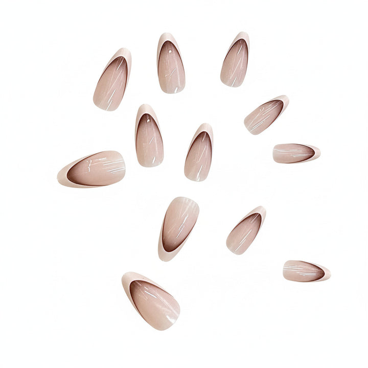 French Tip Almond-Shaped Press-On Nails Stornfield