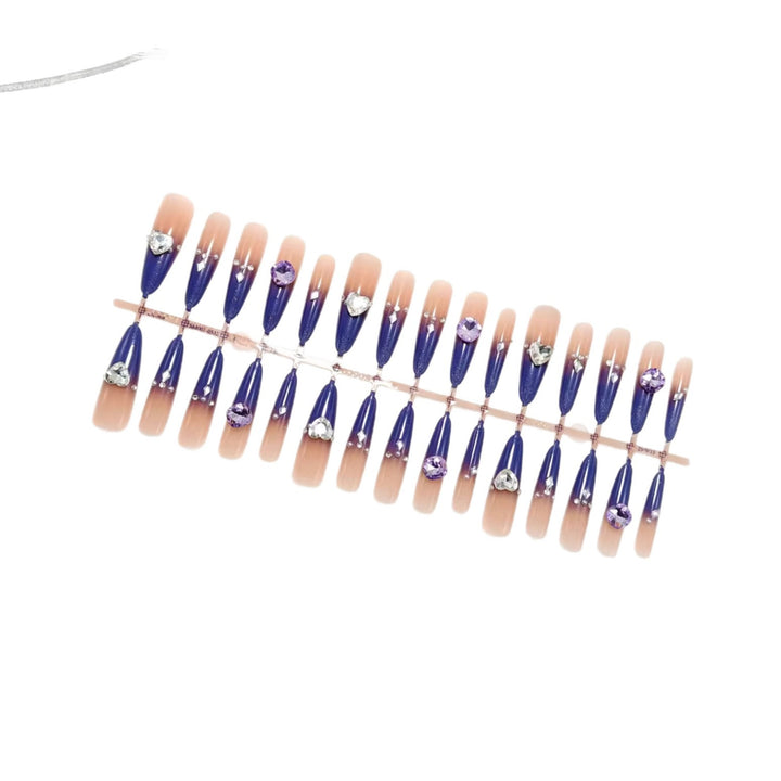 Artificial nails with elegant glitter design and 3D rhinestone accents Stornfield