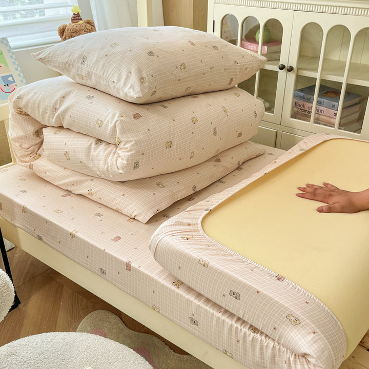 Floral Cotton Sateen Bedding Set with Quilted Duvet Pillow and Memory Foam Topper