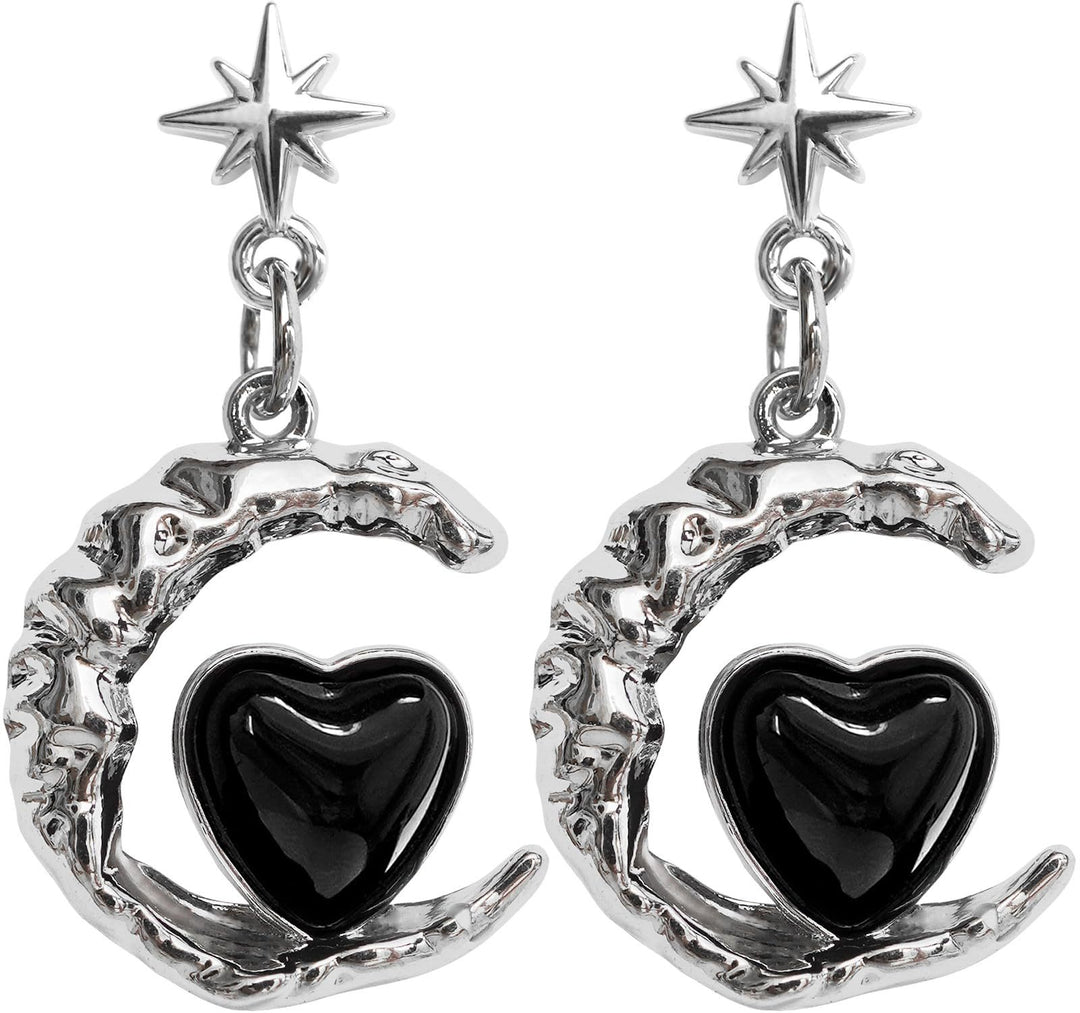 Artistic Moon and Heart Dangle Earrings Stornfield