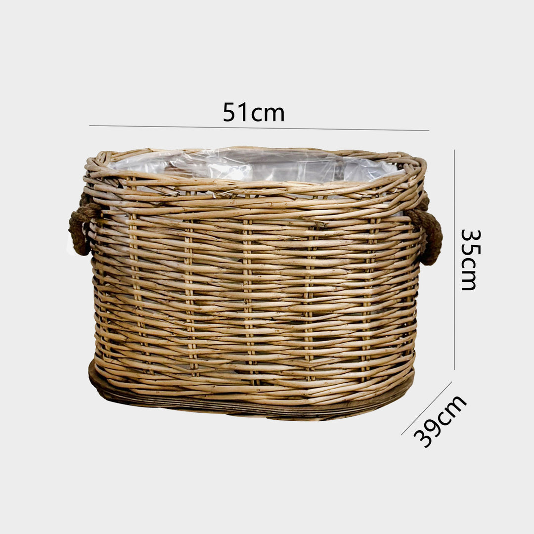 Handwoven storage basket with carrying handles Stornfield