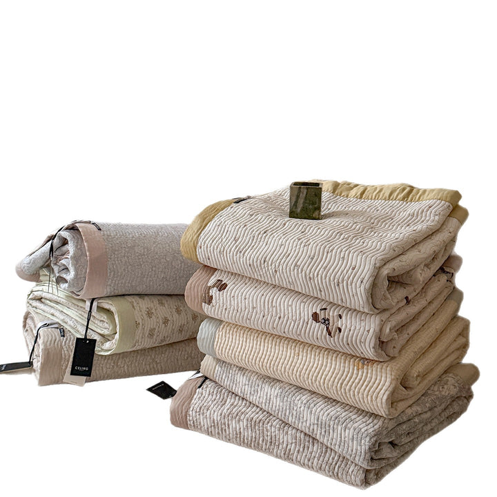 Quilted Cotton Puppy-Print Lightweight Coverlet with Foldable Nap Mat and Matching Pillowcase