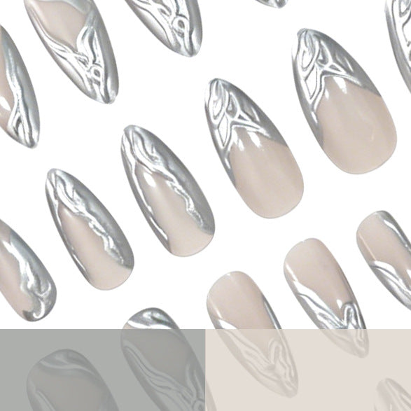 Elegant Metallic Marble Press-On Nail Art Stornfield