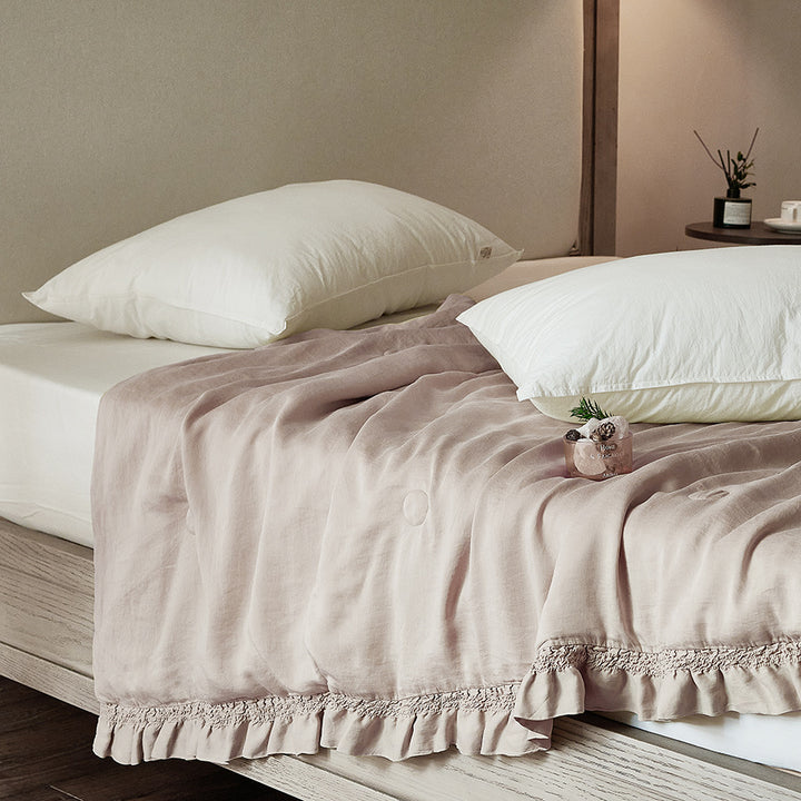 Decorative bed skirt with gathered ruffle and soft cotton blend