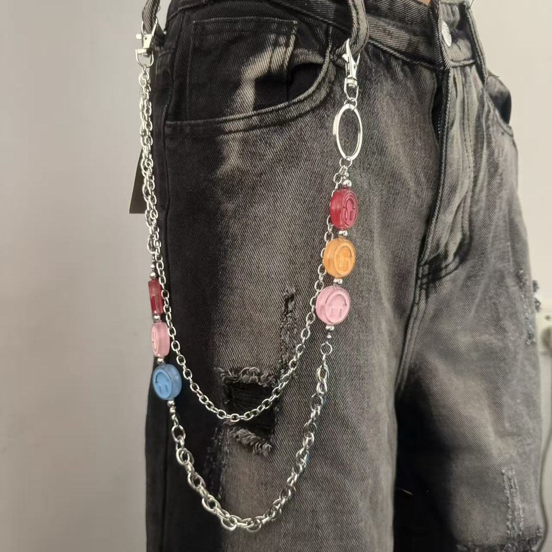 Fashionable chain belt with colorful pendants Stornfield