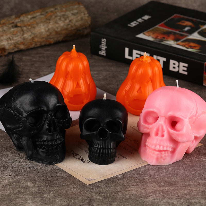 Sculptural Skull-Shaped Decorative Candle with Realistic Anatomy Detail