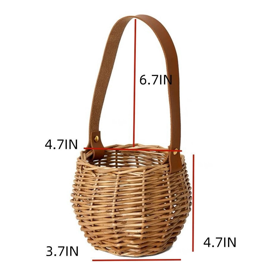 Ladies basket bag with tasteful leather handle Stornfield
