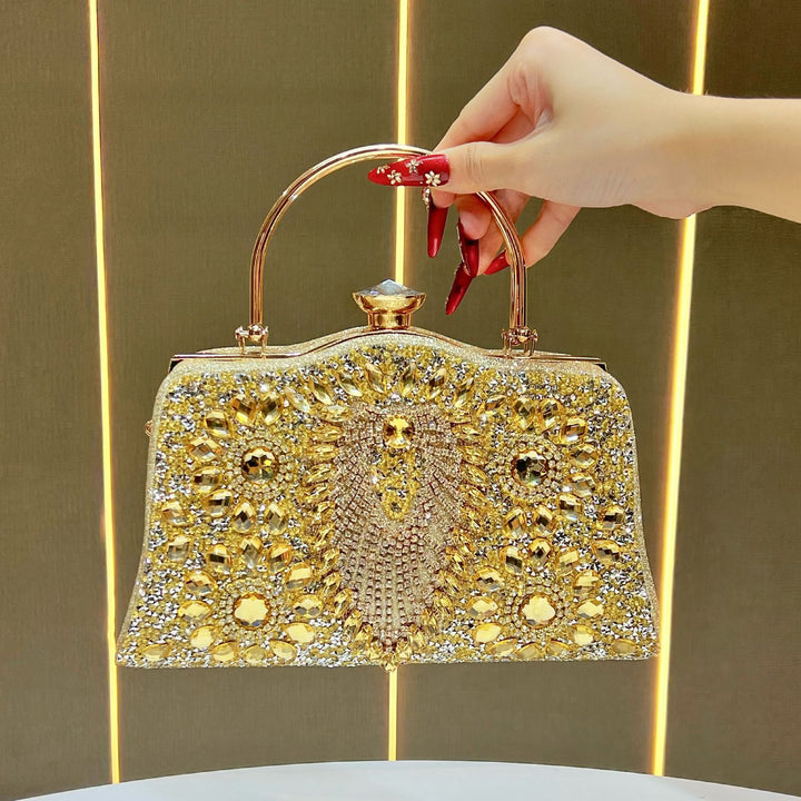 Decorative Crystal-Studded Evening Handbag