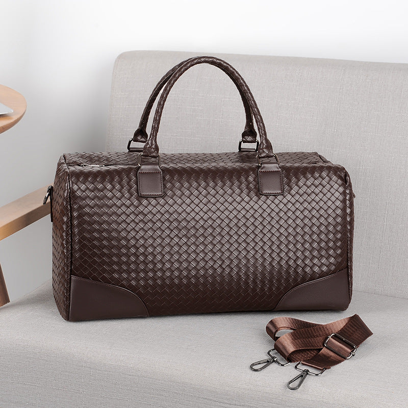 Woven Leather Travel Duffel Stornfield