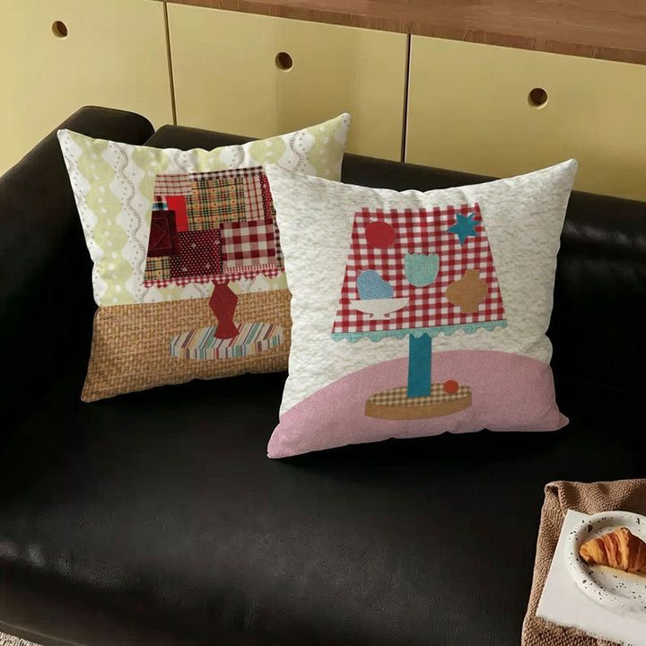 Patchwork Lamp Design Throw Pillow