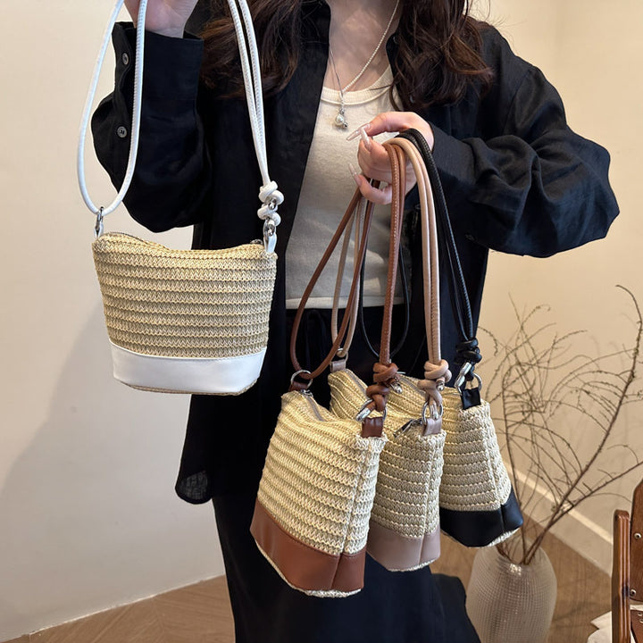 Woven Straw and Leather Crossbody Bag Stornfield
