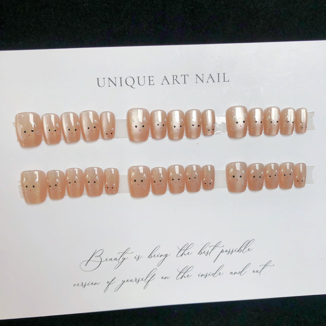 Cat-Themed Press-On Nail Tips
