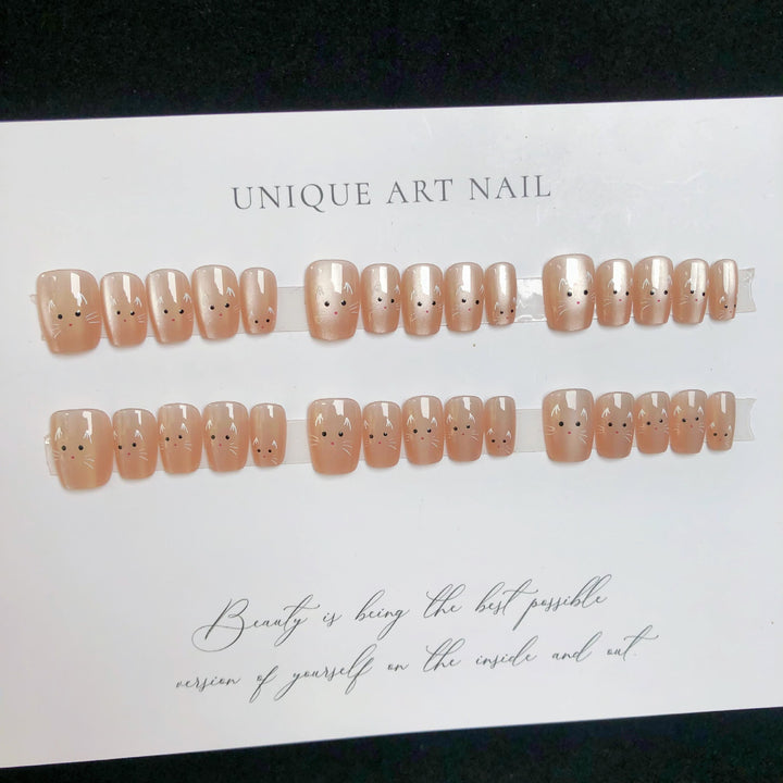 Cat-Themed Press-On Nail Tips