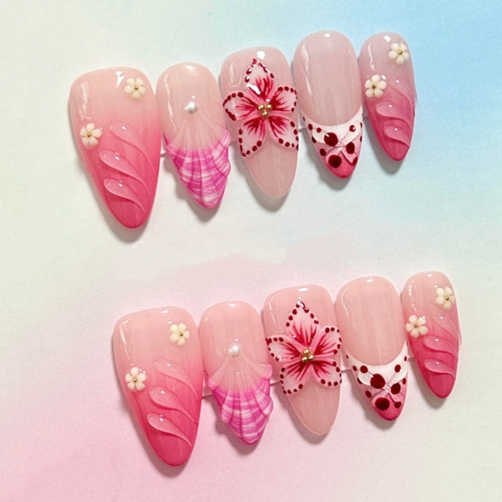 Artistic Floral Press-On Nail Set Stornfield