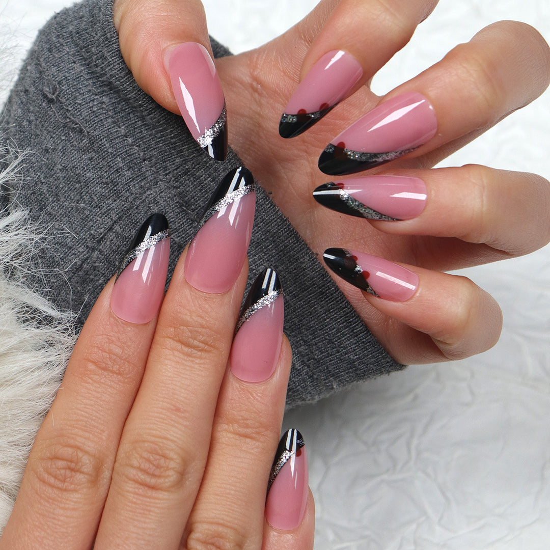 Elegant Stiletto Press-On Nails with Glitter Accents Stornfield