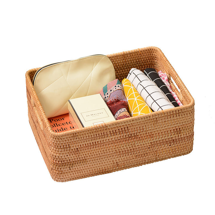 Women rectangular storage basket made of natural material Stornfield