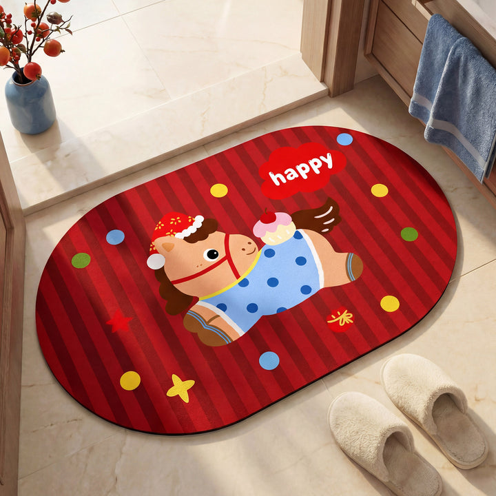 Cartoon-Themed Plush Bath Mat