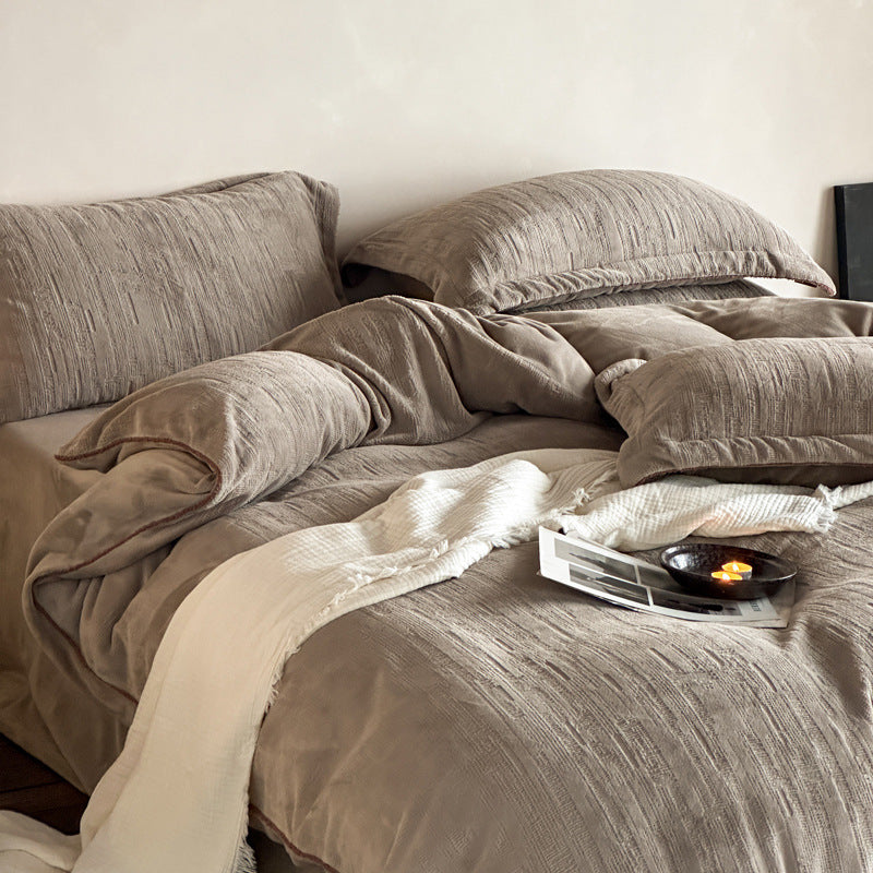 Luxury Textured Velvet Duvet Cover Set with Pillowcases