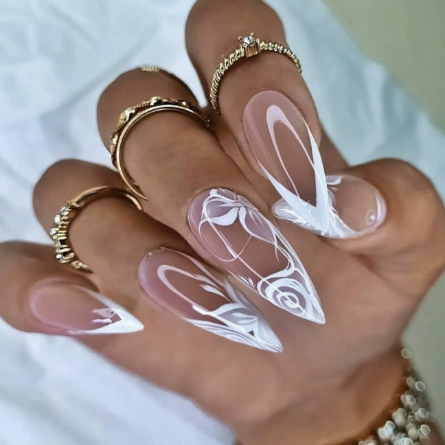 Artistic Floral Stiletto Nail Art Stornfield