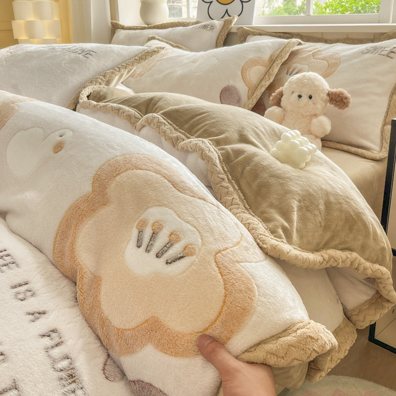 Cartoon Animal Plush Comforter Set