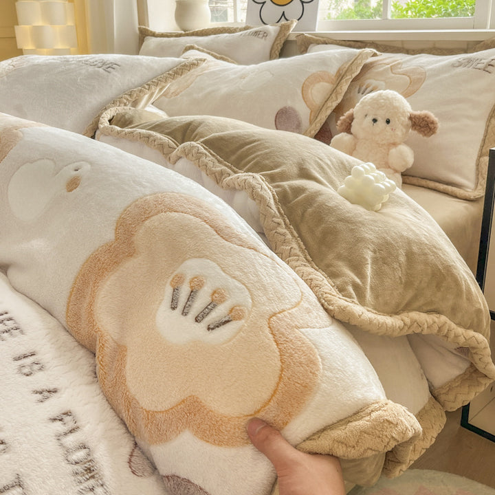 Cartoon Animal Plush Comforter Set