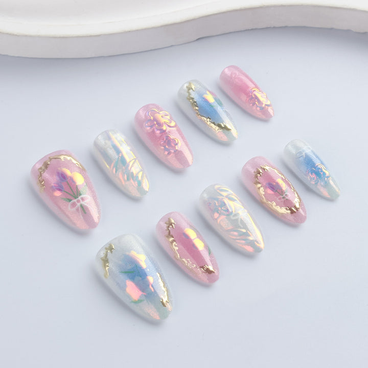 Artistic Floral Press-On Nail Art Stornfield