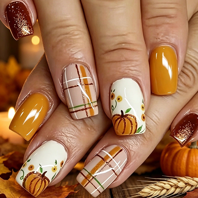 Festive Pumpkin-Inspired Nail Art Set Stornfield