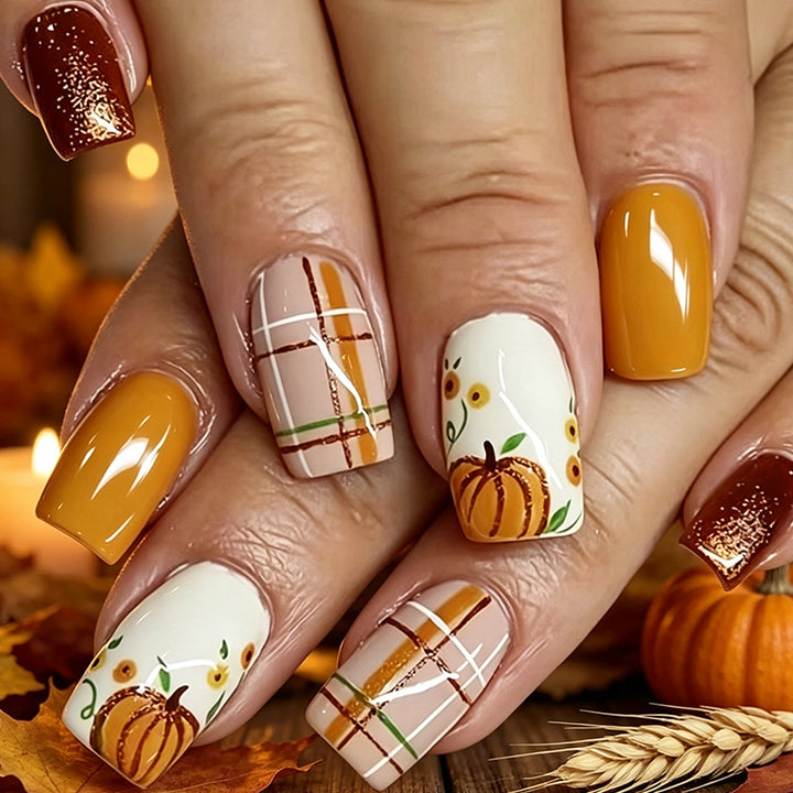 Festive Pumpkin-Inspired Nail Art Set Stornfield